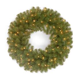 National Tree Company 729083548291 Pre-lit Artificial Christmas Wreath Green North Valley Spruce White Lights