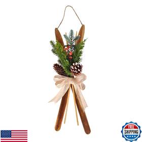 B0bch947ml National Tree Company First Traditions Holiday Skis Artificial Floral Christmas