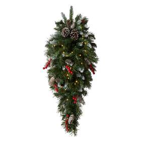 Frb-3tdl-b1 National Tree Company N-tree Pre-lit Artificial Christmas Teardrop Green Frosted Berry 36 Inch