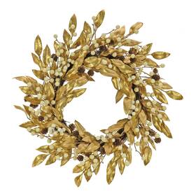 Hgtdl87-x22690w National Tree Company Hgtv Home Collection Unlit Artificial Christmas Wreath Metallic Gold Laurel