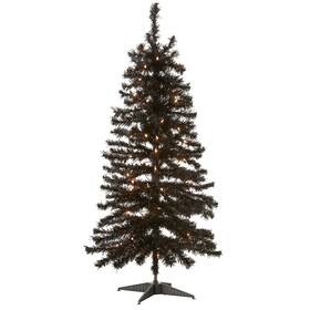 Tt33-304-40 National Tree Company Pre-lit Artificial Christmas Black Tinsel White Lights Includes Stand