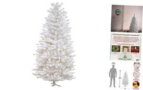 Kww7-300-45 National Tree Artificial Pre-lit Slim Christmas White Kingswood Fir 4.5 Ft