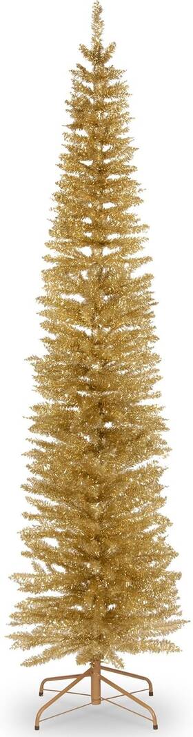Tt33-702-70 National Tree New Company 7ft Champagne Tinsel Slim Artificial Christmas Nib