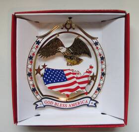 Nations Treasures 091888448190 God Bless America Christmas Ornament Patriotic Eagle Usa Flag