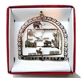 B019ndx5ba Nations Treasures South Dakota Brass State Christmas Ornament