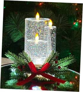 Natures Mark 841887130325 Christmas Tabletop Decor Snow Globe Water Spinning Led Lighted Candles