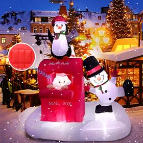 Navazip 717110653421 5ft Dynamic Christmas Inflatable Mailbox Outdoor Yard Decor With Santa Claus
