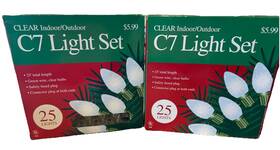 Navy Exchange 400007792371 Vintage C7 Christmas String Light 25 Bulbs Feet Clear Lot Of 2 End -end New
