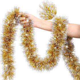 B0flxw23qs Nawitda 50ft Gold Christmas Tinsel Garland - Xmas Tree And Holiday Decoration