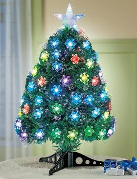 As-e9800 Ne-as 24 Inch H Fiber-optic Lighted Green Christmas Tree With Lit Snowflakes And Star Top #800