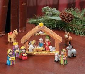 As-ie-3653 Ne-as 9-pc Colorful Mini 2 Inch Christmas Nativity Figures Resin Statues Kid Friendly #653