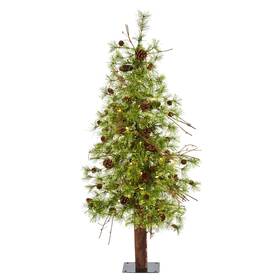 Nearly Natural 192897235778 4ft Alpine Slim Xmas Tree With Pinecones And 50 Led Lights