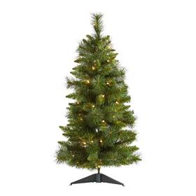 Nearly Natural 192897236041 3ft. New Haven Pine Artificial Christmas Tree With 50 Warm White Led Lights A