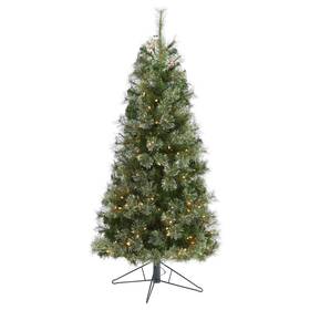 Nearly Natural 192897237710 5ft. Cashmere Slim Artificial Christmas Tree With 250 Warm Whi