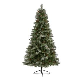 Nearly Natural 192897277549 7ft Snowed French Alps Mountain Pine Christmas Tree - Green