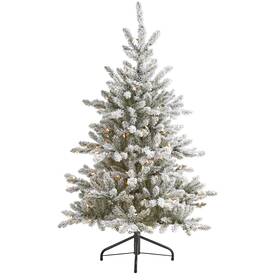 Nearly Natural 192897278782 5ft Flocked West Virginia Spruce Christmas Tree With 200 Green