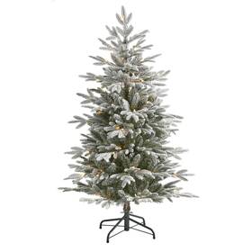 Nearly Natural 192897280280 4.5ft Flocked Manchester Spruce Christmas Tree With 100 Green