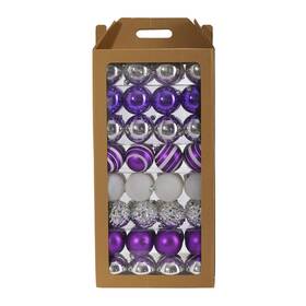 Nearly Natural 192897282802 Holiday Shatterproof 64 Count Christmas Tree Ornament Set 80mm With Re-usea