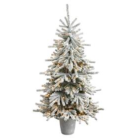 Nearly Natural 192897360784 6ft. Flocked Long Vermont Pine Artificial Christmas Tree With