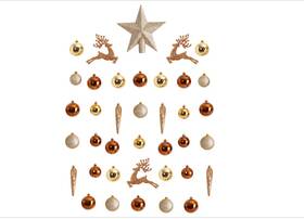 Sdlen3 Nearly Natural 192897382984 Holiday Christmas 40 Piece Lux Shatterproof Ornament Set Gold Tone