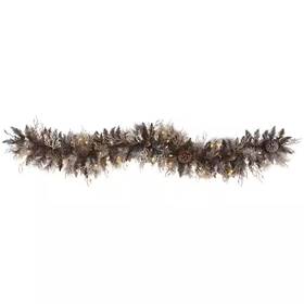 Nearly Natural 313111861836 6 Ft. Pre-lit Flocked Artificial Christmas Garland With 50 White Warm Led Lights