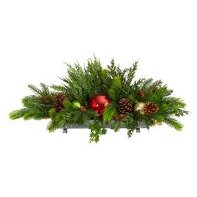 A1868 Nearly Natural 24 Inch Cedar Pine Pinecones And Ornaments Artificial Christmas Ar