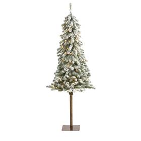 B08dp52pcm Nearly Natural 5ft. Flocked Alpine Artificial Christmas Tree With 150 Lights