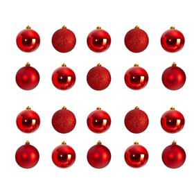 D1056-rd Nearly Natural Holiday Christmas 20 Count 3 Inch Shatterproof Ornament Set With Re
