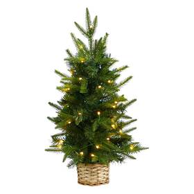 T3325 Nearly Natural 2ft. Artificial Christmas Tree With 35 Clear Led Lights In Decorative Basket