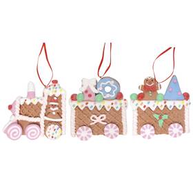 Ee454abc Needzo Gingerbread Train Ornaments Glittery Christmas Tree Decorations Festive Keepsake