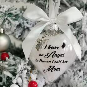 Neekcheers 796713922936 Clear Christmas Memorial Ornament Feather Ball I Have An Angel In Heaven Mo