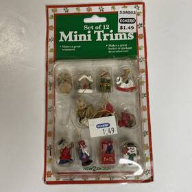 New Design 047256006417 Vtg Set Of 12 Miniature Ornaments Mini Trims Hand Painted Christmas Decorations