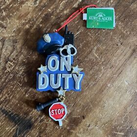 J8459 New Kurt Adler 5inch Police Christmas Ornament With Dangling Features On Duty