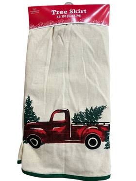 New Traditions 681884491865 Christmas Tree Skirt 48 Inch Red Truck Fir Green Trim Brand