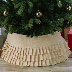 New Traditions Simplify Your Holiday 681884473632 Ivory Burlap Christmas Tree Collar With Tiered Ruffles 26 Inch D