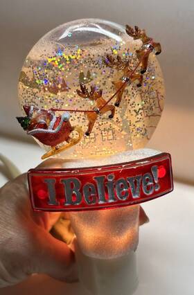 Night Brites 738449980712 Nite Brights I Believe Light Santa Reindeer Sparkle Christmas Snow Globe
