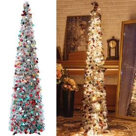 Kfp670 Night-gring Popup Artificial Christmas Tree With 100led Lightscollapsible Pencil T