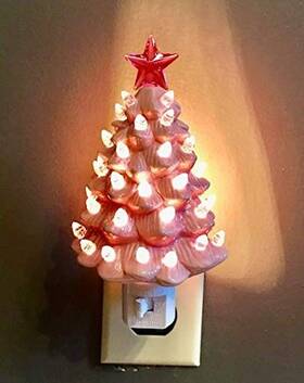 Bwm0440 Nightlights Jumbl Decorative Ceramic Christmas Tree Night - Pink