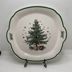 Nikko 033705259466 Christmastime 10 Inch Serving Tray. Made In Japan. Christmas Tree