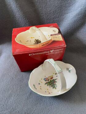 Nikko 033705259831 Christmastime Candy Basket Dish With Handle Christmas Tree Pattern Box