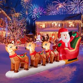 Niorsun 725889653511 11.8ft Reindeer Christmas Inflatable Outdoor Decorations With Led Lights Sant