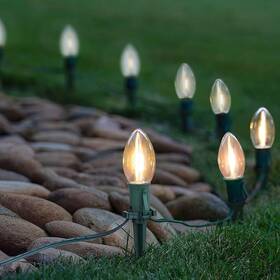 Fycp06-20 Niosta C9 Led Christmas Pathway Lights Warm White 2 Pack Total 60 Ft 40 Bulbs And St