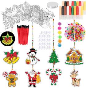 Nlicrst 707310817501 32 Sets Christmas Suncatchers Ornaments Decorations Diy Window Paint Art