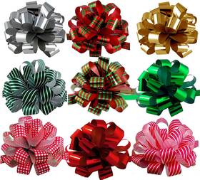 No 812463035815 Assorted Large Christmas Pull Bows For Gifts Wreaths Garlands - 8 Inch Wide