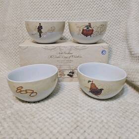 Noble Excellence 090688968440 Inch The Twelve Days Of Christmas Set 4 Soup / Cereal Bowl Nib