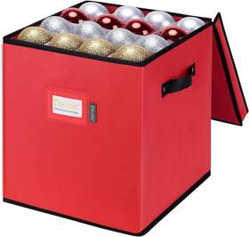 Baleine-1191 Nobrand Christmas Ornament Storage Box With Dividers For Xmas Decorations 64 Ball Red