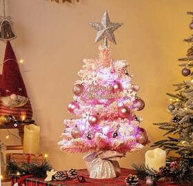 Ch-4846 Noiclub Small Mini Pink Table Top Christmas Tree With 50 Led Lghts 24 Inch /2ft Littl