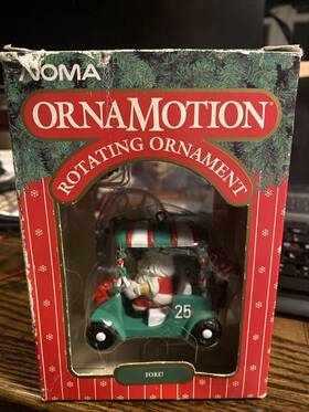 Noma 028208123727 Vtg 1989 Ornamotion Christmas Rotating Ornament Santa In Golf Cart Box