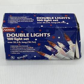 87680 Noma Double Lights 100 Christmas 35ft Light Set Red Clear And Blue Bulbs 18