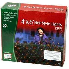 48951-88 Noma/inliten-import 052088072585 Holiday Wonderland 150-count Multi Color Christmas Lights Net Mesh Ligh